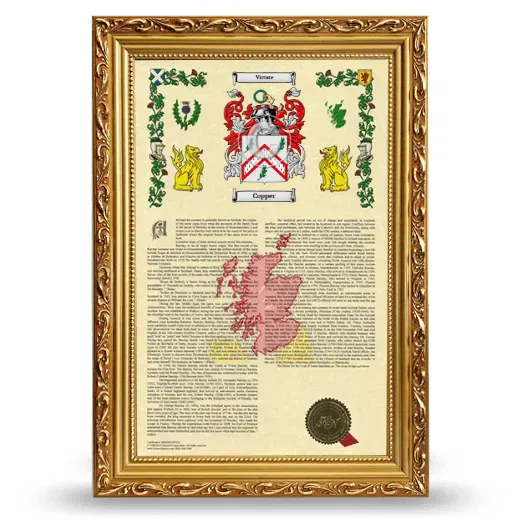 Copper Armorial History Framed - Gold