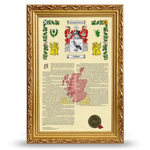 Corbert Armorial History Framed - Gold