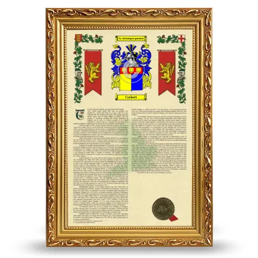 Corkett Armorial History Framed - Gold