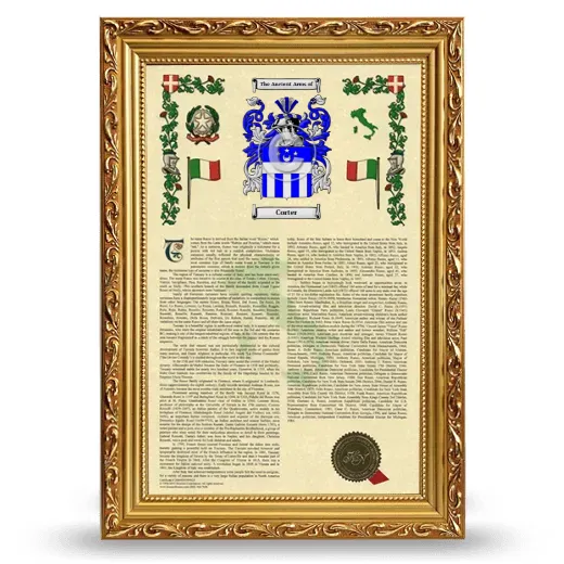 Corter Armorial History Framed - Gold
