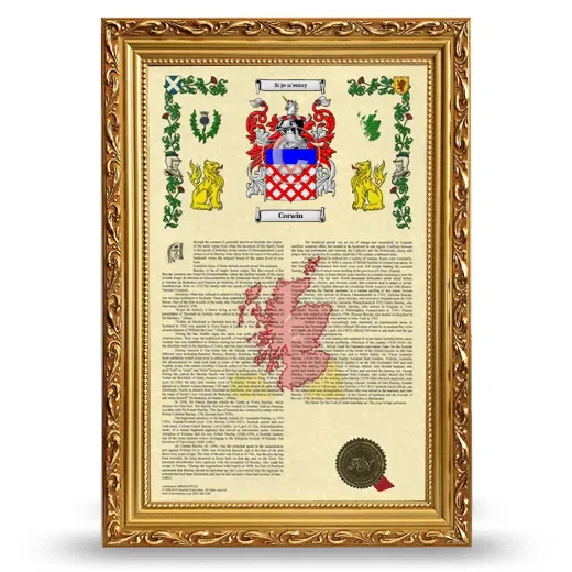 Corwin Armorial History Framed - Gold