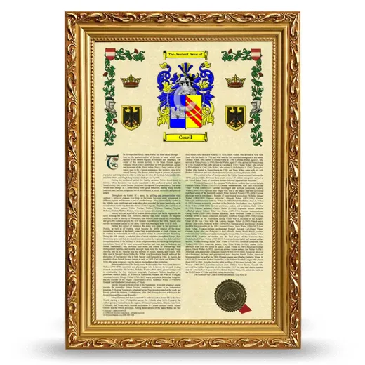Cosell Armorial History Framed - Gold