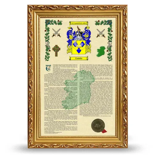 Costelo Armorial History Framed - Gold