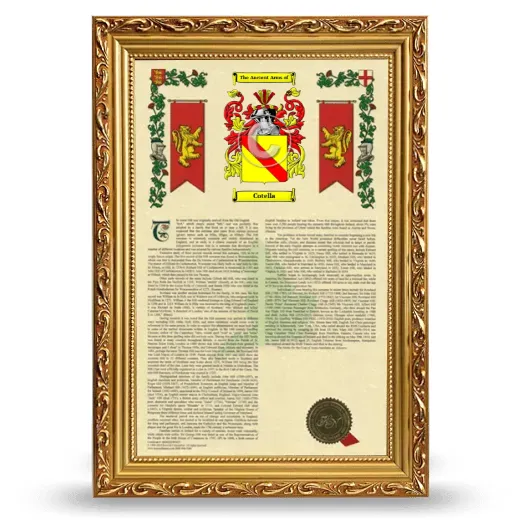 Cotella Armorial History Framed - Gold