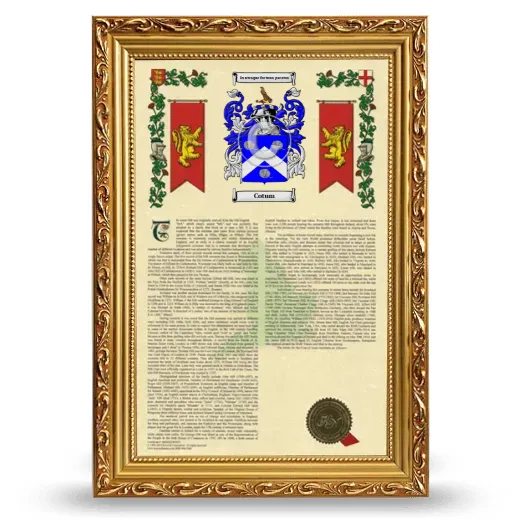 Cotum Armorial History Framed - Gold