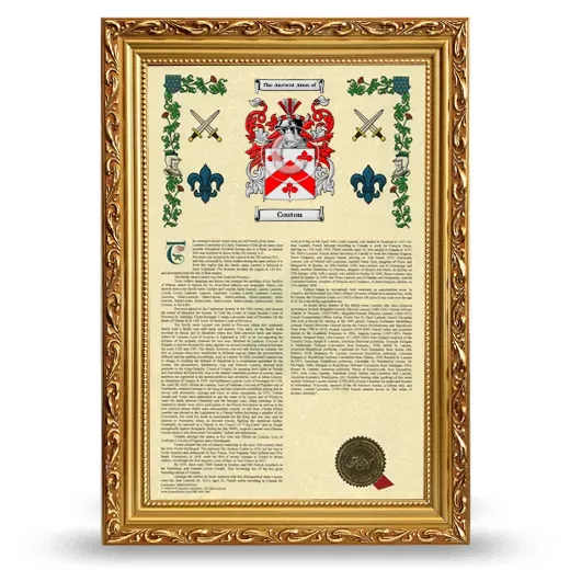 Couton Armorial History Framed - Gold