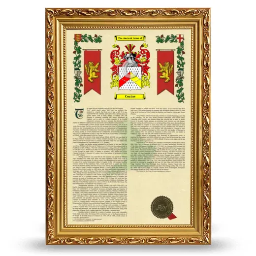 Cozine Armorial History Framed - Gold