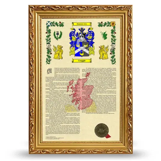 Craggie Armorial History Framed - Gold