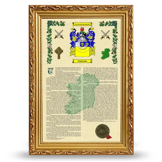 Craymore Armorial History Framed - Gold