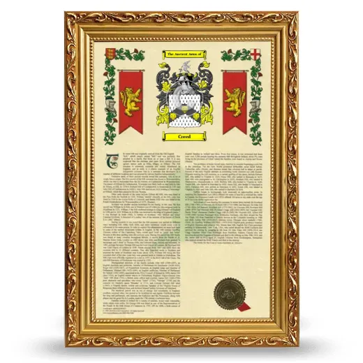 Creed Armorial History Framed - Gold