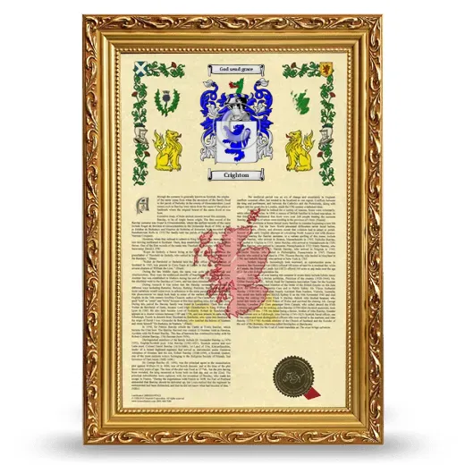 Crighton Armorial History Framed - Gold