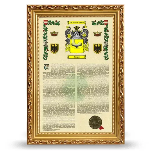 Crupp Armorial History Framed - Gold