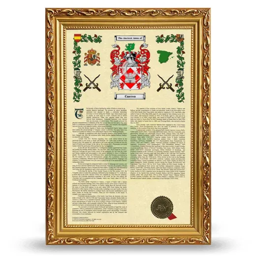 Cuervo Armorial History Framed - Gold