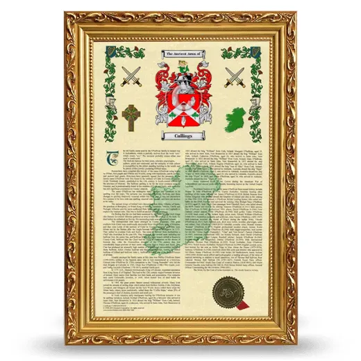 Cullings Armorial History Framed - Gold