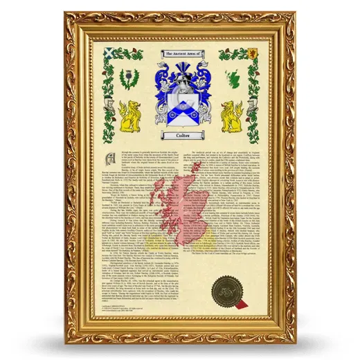 Culter Armorial History Framed - Gold