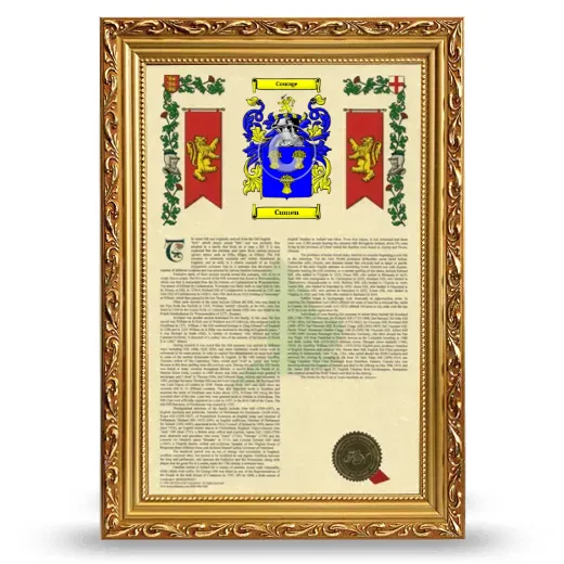 Cumen Armorial History Framed - Gold
