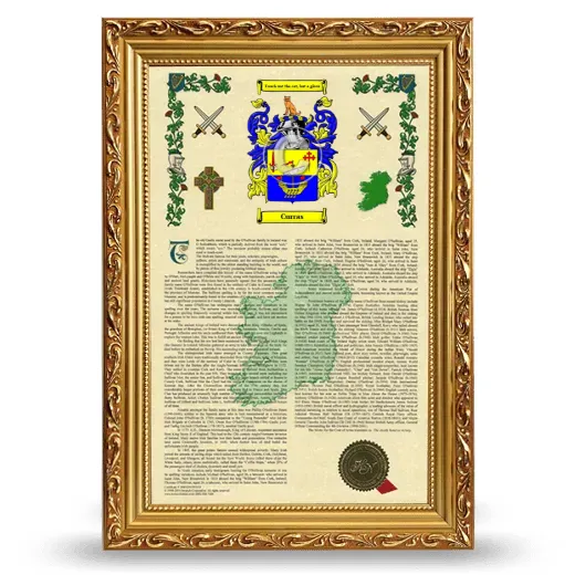 Curras Armorial History Framed - Gold