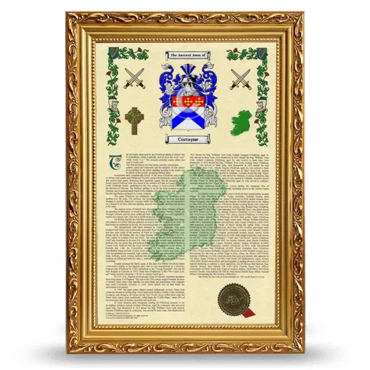 Curtayne Armorial History Framed - Gold