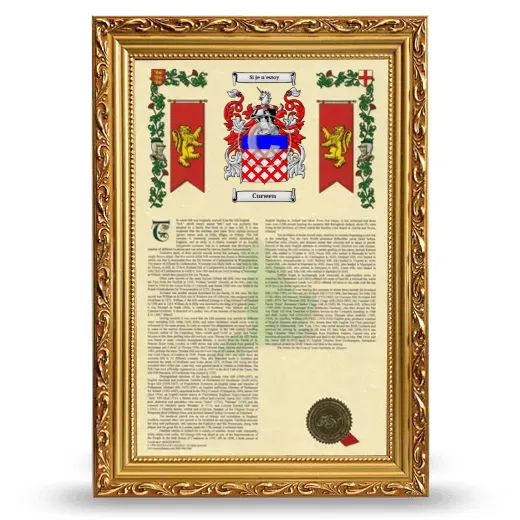 Curwen Armorial History Framed - Gold