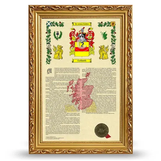 Cutberth Armorial History Framed - Gold