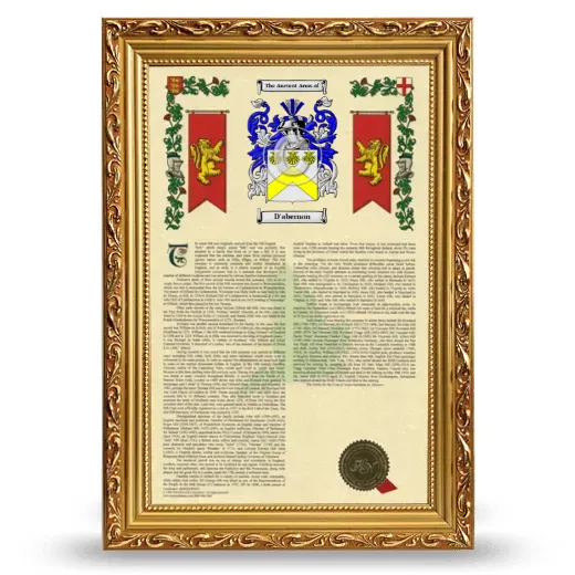 D'abernon Armorial History Framed - Gold