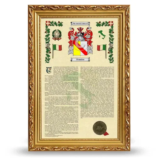 D'amico Armorial History Framed - Gold