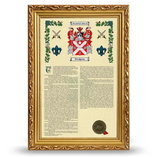 D'avignon Armorial History Framed - Gold
