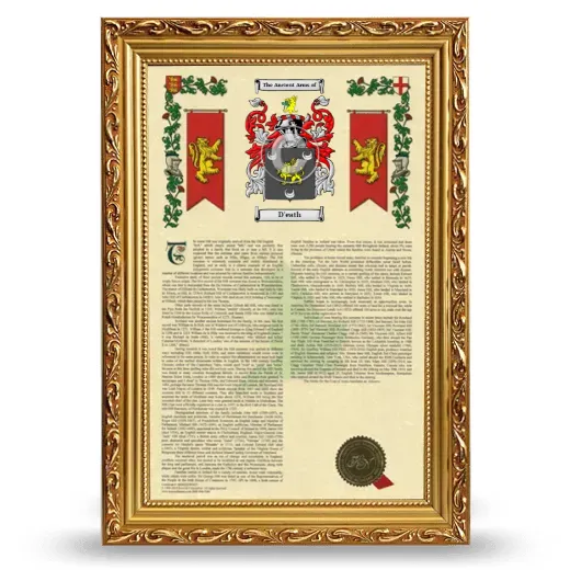 D'eath Armorial History Framed - Gold