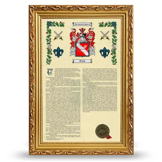 D'oris Armorial History Framed - Gold