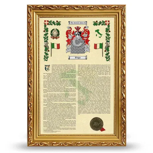 D'ugo Armorial History Framed - Gold