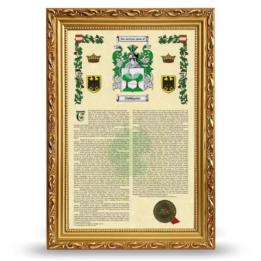 Dahlquist Armorial History Framed - Gold