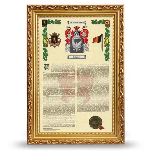 Dahmer Armorial History Framed - Gold