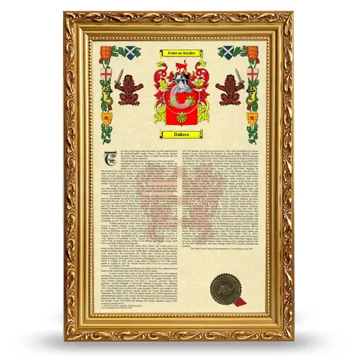 Dakers Armorial History Framed - Gold