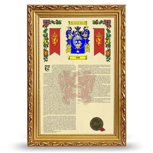 Dall Armorial History Framed - Gold