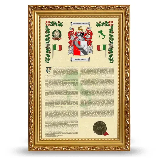 Dalla costa Armorial History Framed - Gold