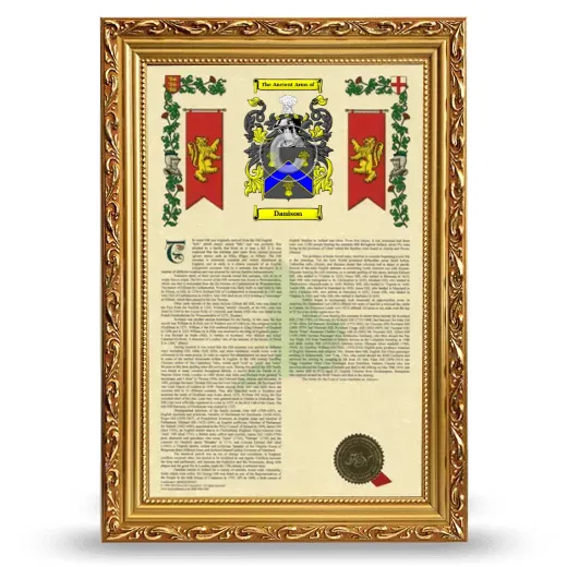 Danison Armorial History Framed - Gold