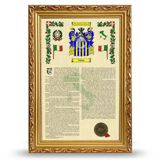 Danna Armorial History Framed - Gold