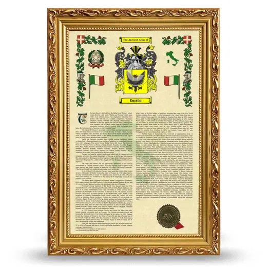 Dattilo Armorial History Framed - Gold