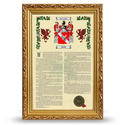 David Armorial History Framed - Gold