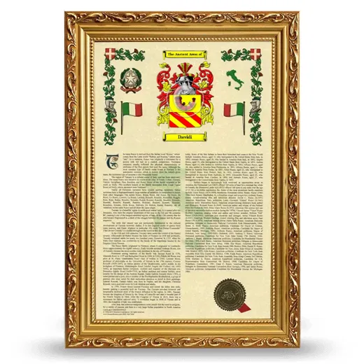 Davidi Armorial History Framed - Gold