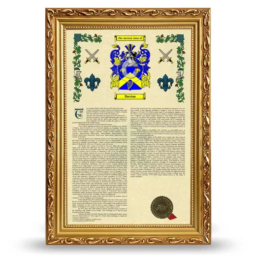Davion Armorial History Framed - Gold