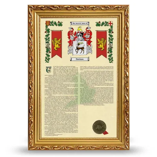 Davison Armorial History Framed - Gold