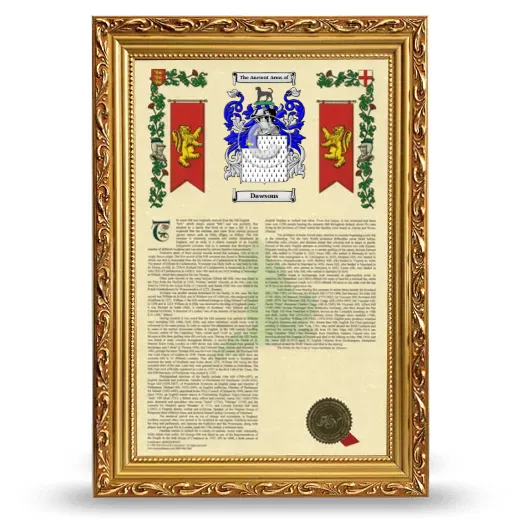 Dawsons Armorial History Framed - Gold