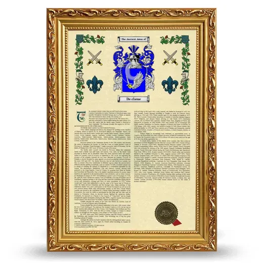 De chene Armorial History Framed - Gold