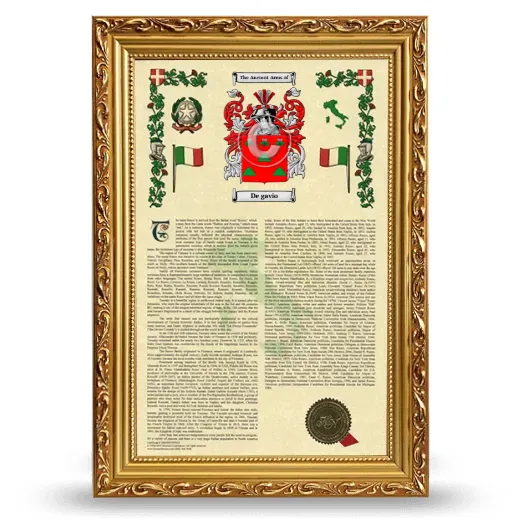 De gavio Armorial History Framed - Gold