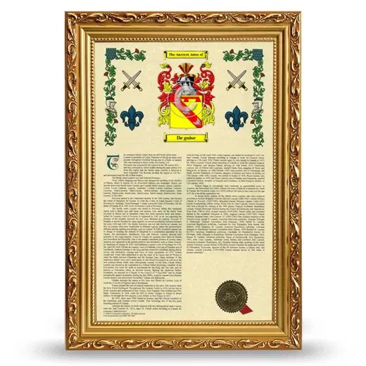 De guise Armorial History Framed - Gold