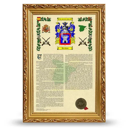 De otero Armorial History Framed - Gold
