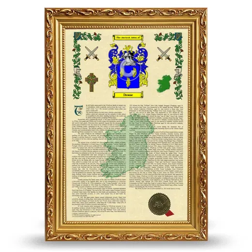 Deane Armorial History Framed - Gold