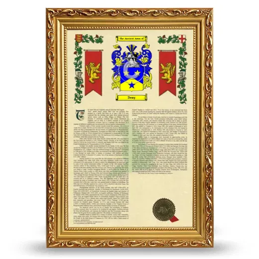 Deay Armorial History Framed - Gold