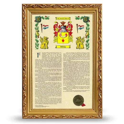 Deberg Armorial History Framed - Gold